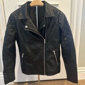 Girls Black Faux Leather Biker Jacket